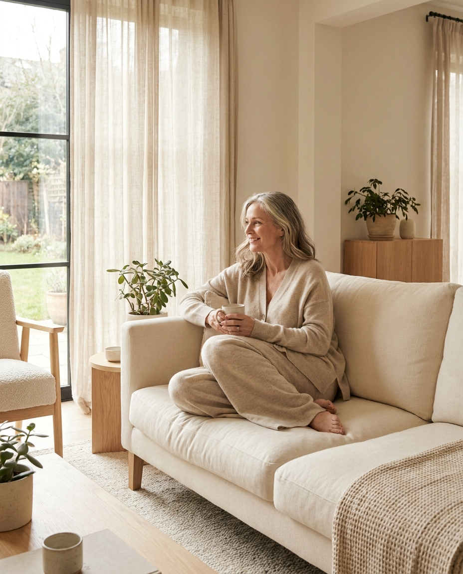 Casey Parker - woman relaxing in premium comfort outfit